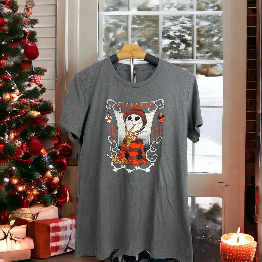 Next‎ Level Apparel Nightmare Before Christmas Jack Skellington Kids XL Gray